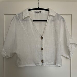 Zara Linen Crop Top